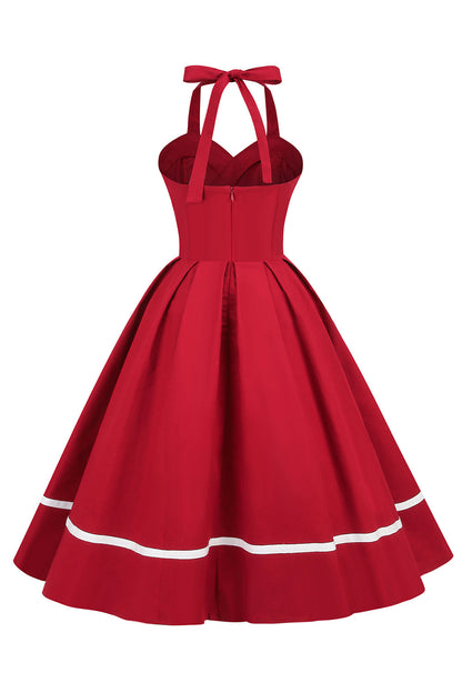 Damen Pin-Up Kleid V-Ausschnitt Vintage Stil 50er Jahre