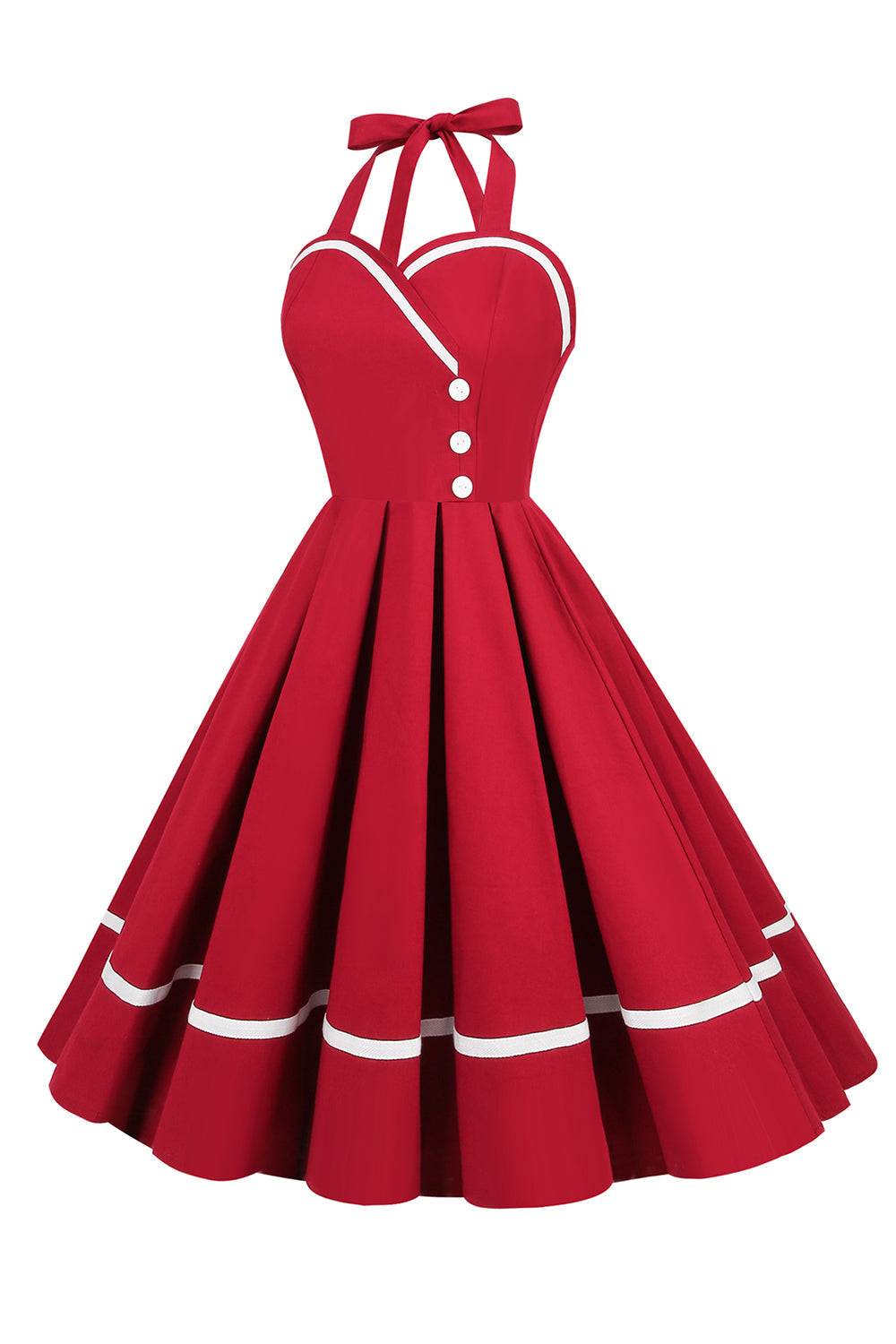 Damen Pin-Up Kleid V-Ausschnitt Vintage Stil 50er Jahre