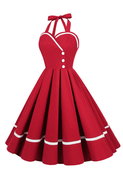 Damen Pin-Up Kleid V-Ausschnitt Vintage Stil 50er Jahre