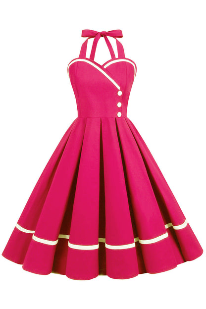 Damen Pin-Up Kleid V-Ausschnitt Vintage Stil 50er Jahre