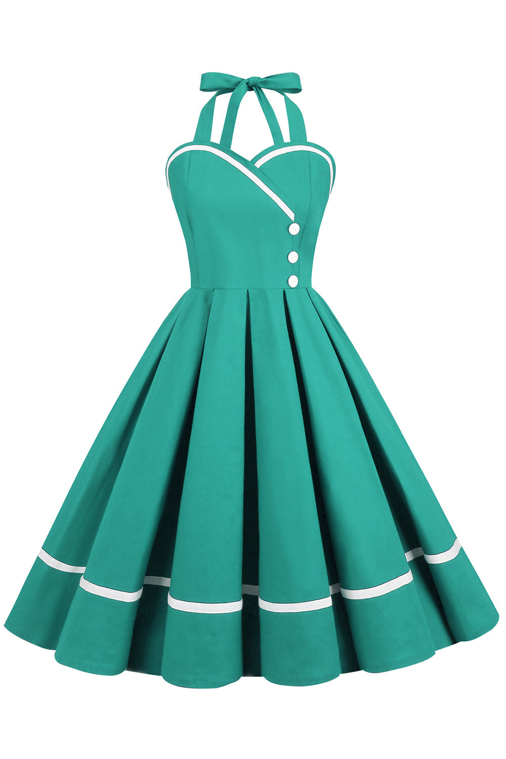 Damen Pin-Up Kleid V-Ausschnitt Vintage Stil 50er Jahre