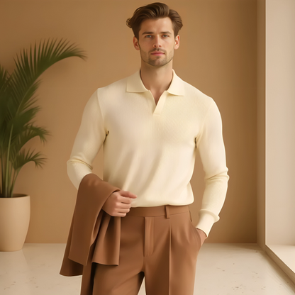 Norvielle Herren Poloshirt Stilvoll Baumwolle Weiß