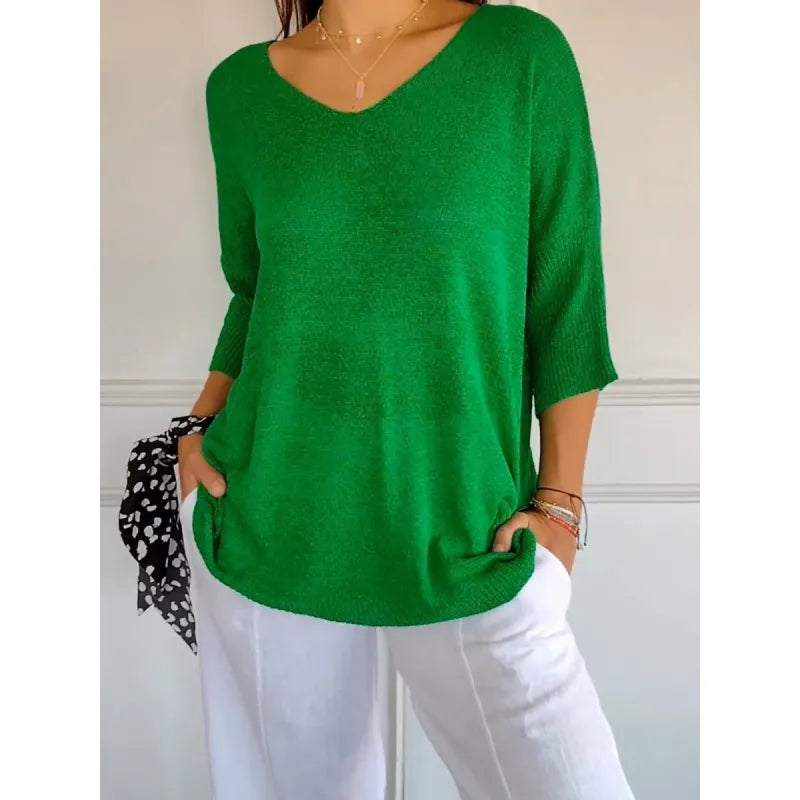 Damen Feinstrick-Oberteil V-Ausschnitt Elegantes Design