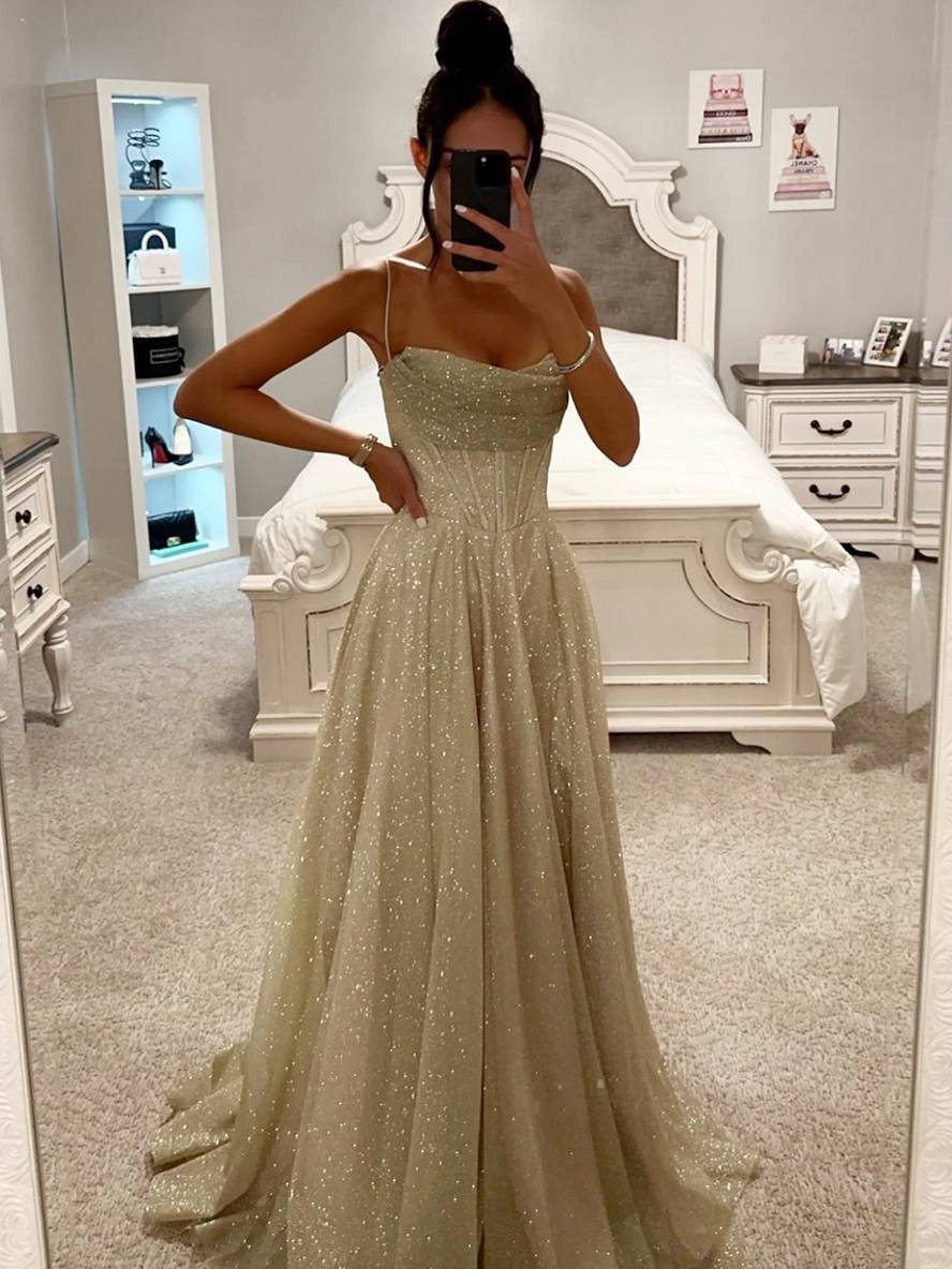 Damen Abendkleid Ärmellos Feine Träger Lang Braun Elegant Zeremonie - Norvielle