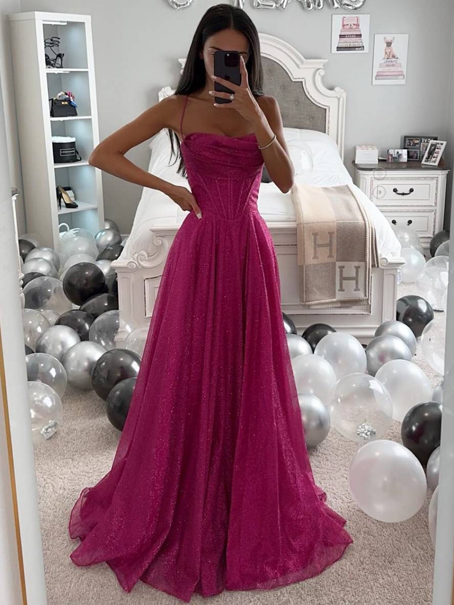 Damen Abendkleid Ärmellos Feine Träger Lang Elegant Zeremonie