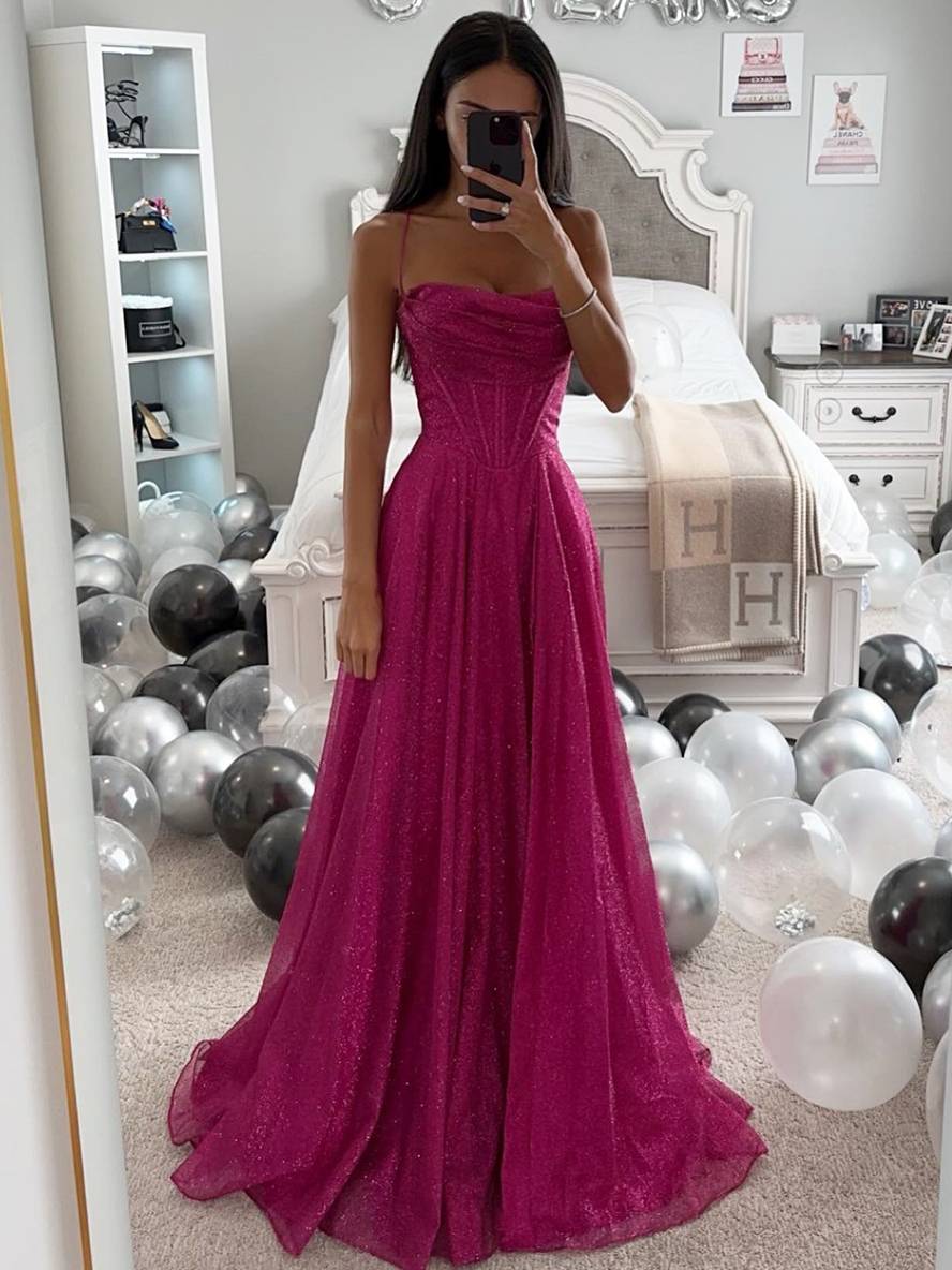 Damen Abendkleid Ärmellos Feine Träger Lang Elegant Zeremonie