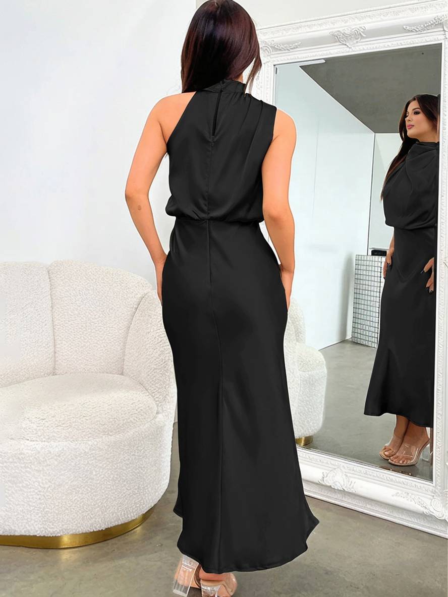 Lange Satin Brautjungfernkleid Ärmless Elegant