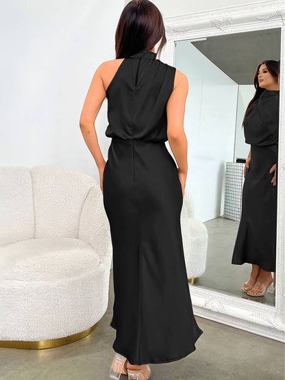 Lange Satin Brautjungfernkleid Ärmless Elegant