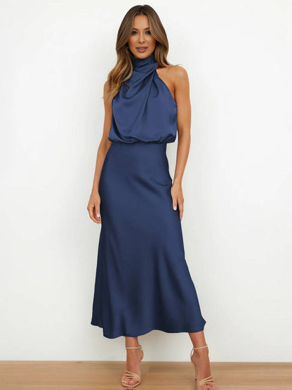 Lange Satin Brautjungfernkleid Ärmless Elegant