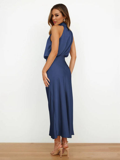 Lange Satin Brautjungfernkleid Ärmless Elegant