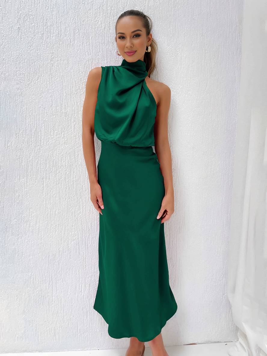 Lange Satin Brautjungfernkleid Ärmless Elegant