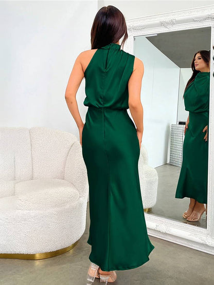 Lange Satin Brautjungfernkleid Ärmless Elegant