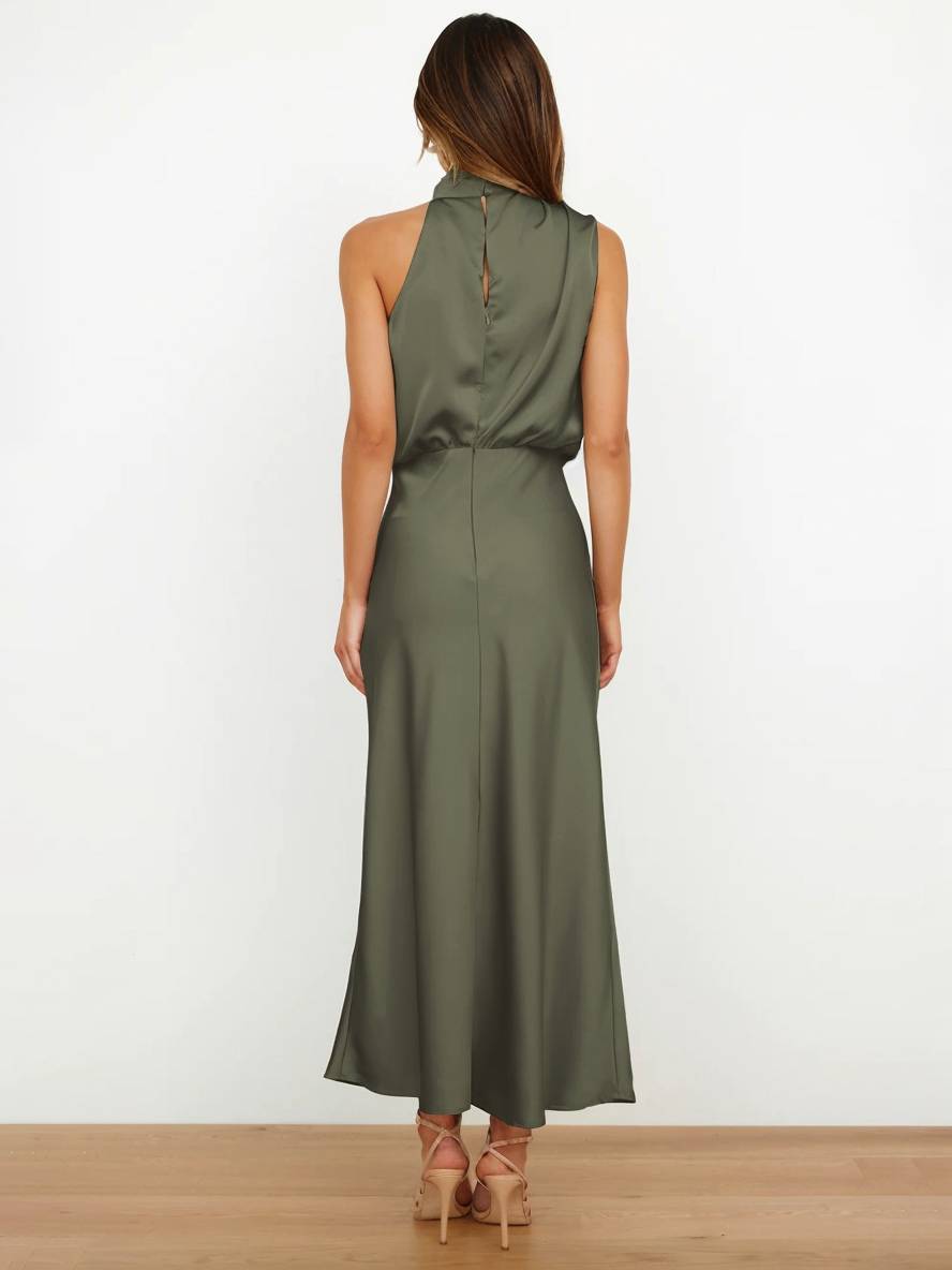 Lange Satin Brautjungfernkleid Ärmless Elegant