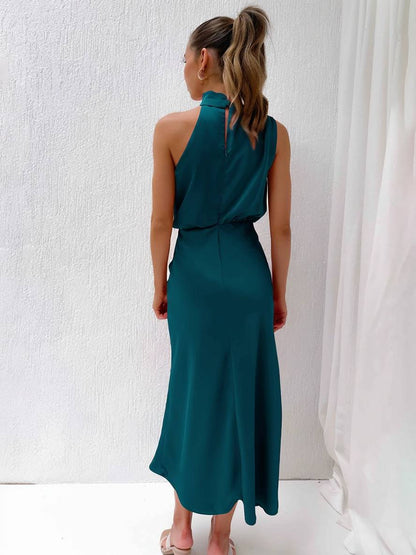 Lange Satin Brautjungfernkleid Ärmless Elegant