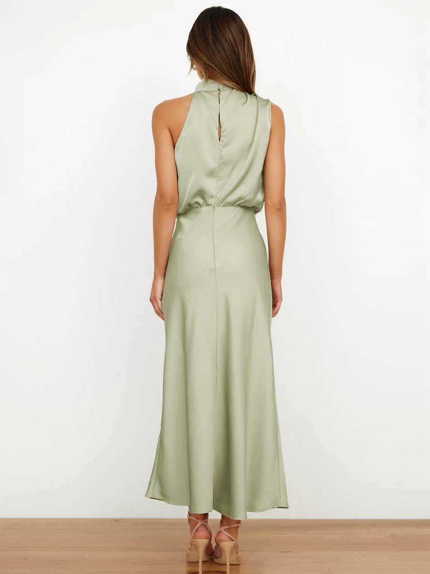 Lange Satin Brautjungfernkleid Ärmless Elegant
