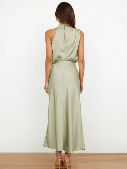 Lange Satin Brautjungfernkleid Ärmless Elegant
