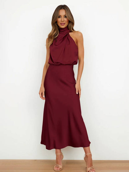 Lange Satin Brautjungfernkleid Ärmless Elegant