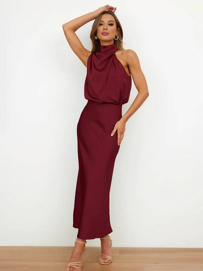 Lange Satin Brautjungfernkleid Ärmless Elegant