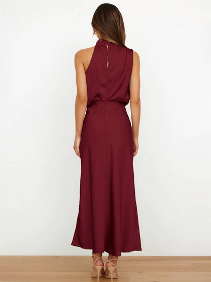Lange Satin Brautjungfernkleid Ärmless Elegant
