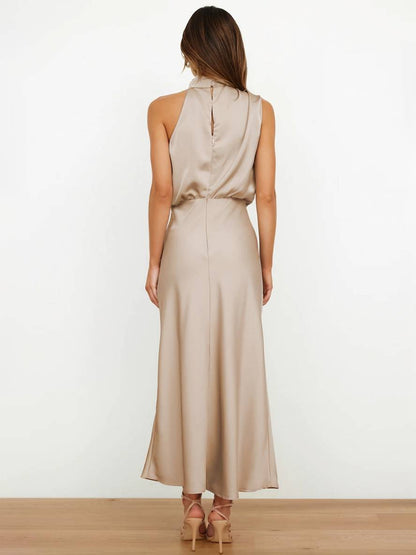 Lange Satin Brautjungfernkleid Ärmless Elegant