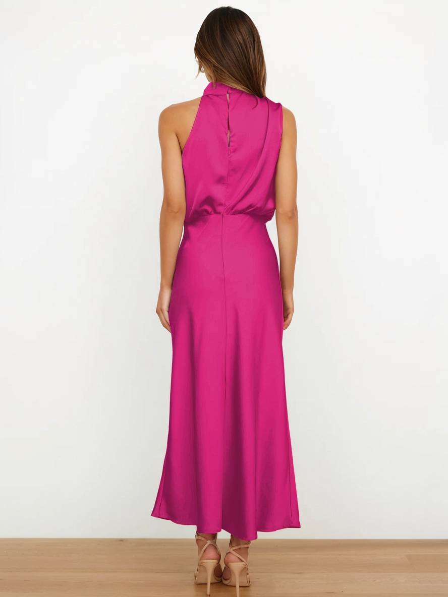 Lange Satin Brautjungfernkleid Ärmless Elegant