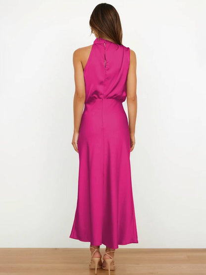 Lange Satin Brautjungfernkleid Ärmless Elegant