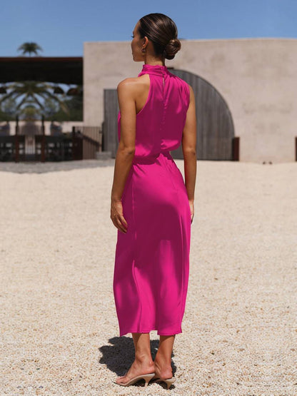 Lange Satin Brautjungfernkleid Ärmless Elegant