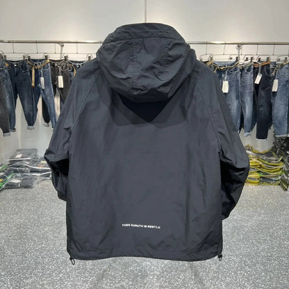 Norvielle Herren Windbreaker Kapuze Wasserdicht Schwarz - Norvielle
