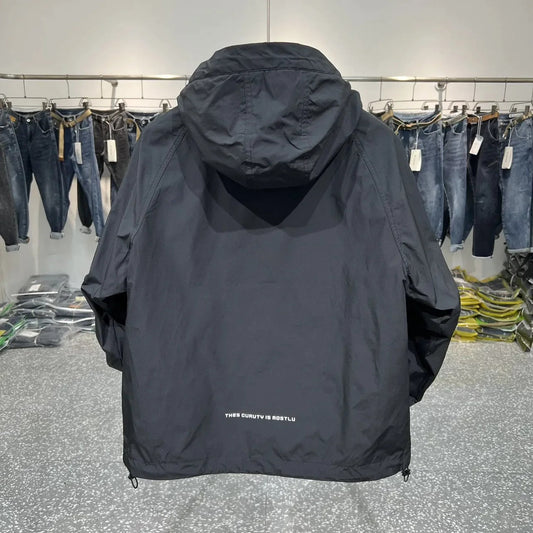 Norvielle Herren Windbreaker Kapuze Wasserdicht Schwarz - Norvielle