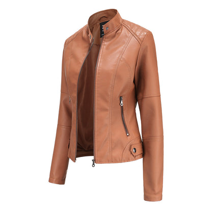 Damen Bikerjacke Kunstleder Reißverschluss