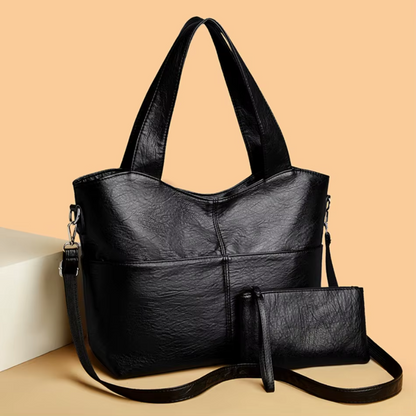 Damen Handtasche Strukturiert Doppelriemen Groß