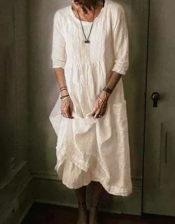 Damen Oversize Kleid Baumwolle Weiß