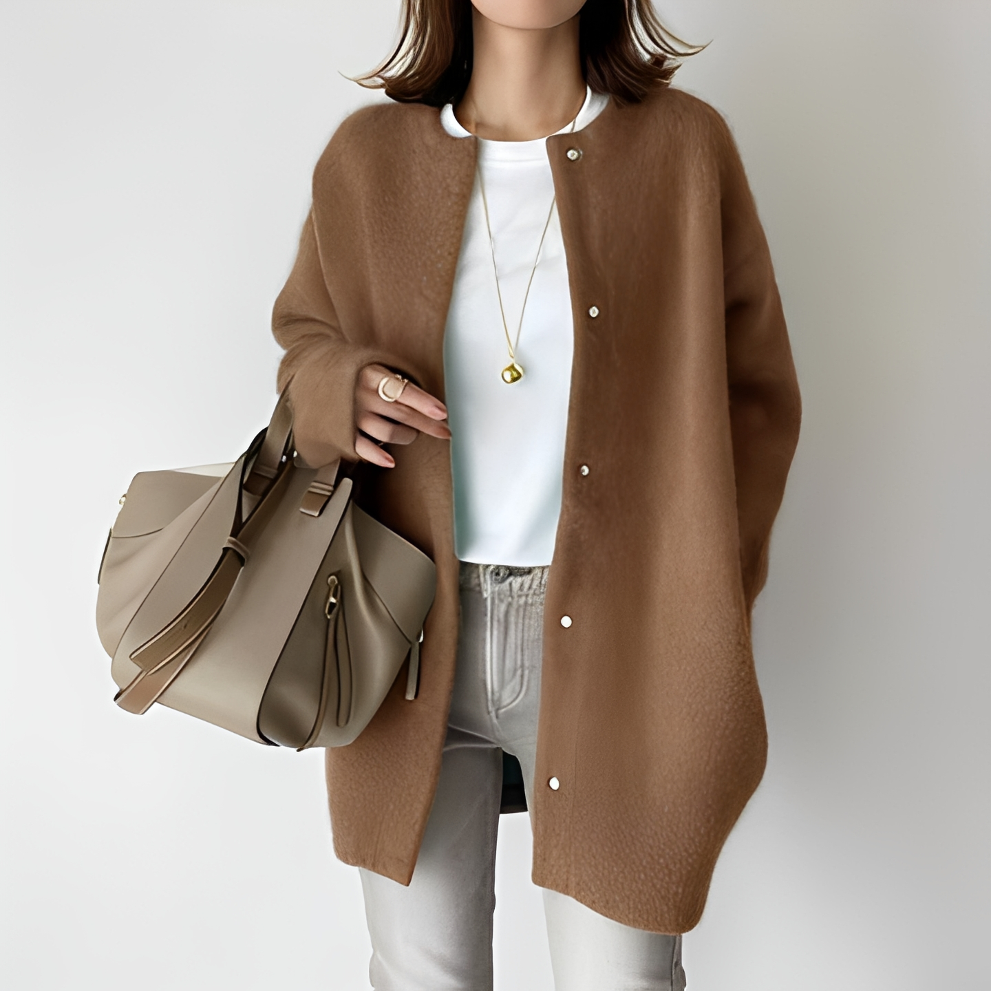 Khaya Damen Cardigan Wollig Warm Beige
