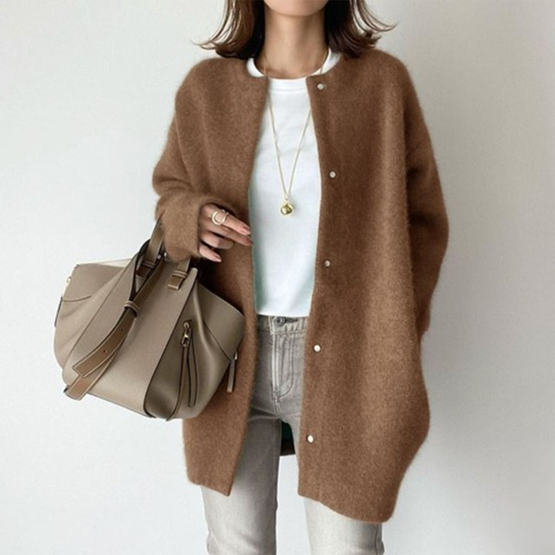 Damen Offen Strickjacke Definierte Schultern
