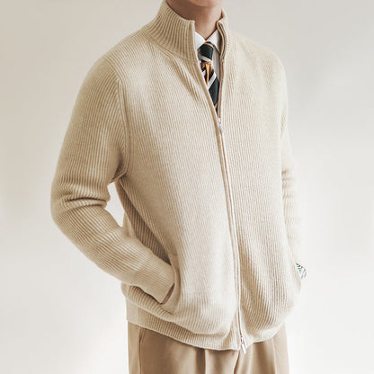 Cardigan mit Reißverschluss | Gerippt | Durchgehender Reißverschluss | Gestrickter Cardigan | Cardigan für Herren-Chaps Herrenmode