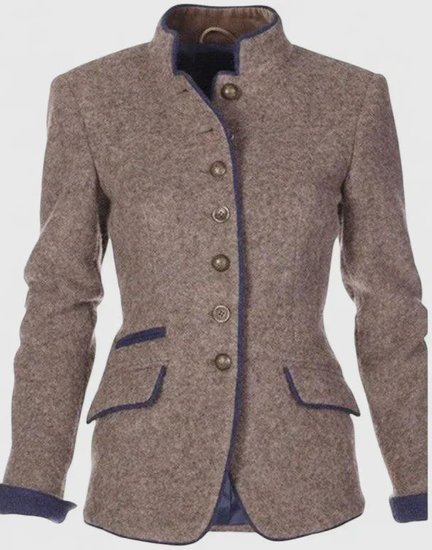 Damen Cardigan Stehkragen Knopfleiste