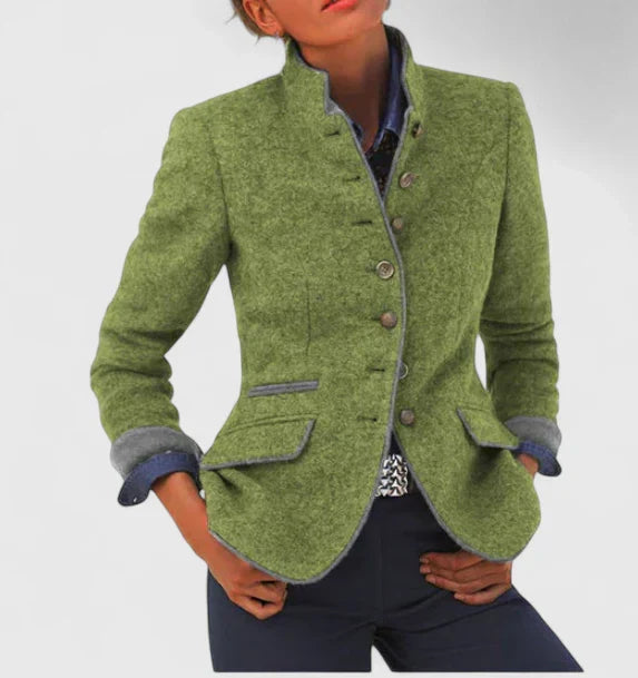 Damen Cardigan Stehkragen Knopfleiste