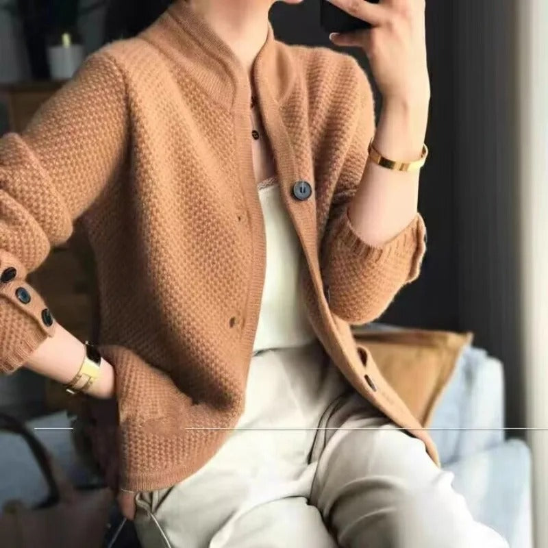 Damen Cardigan Knopfverschluss Reguläre Passform
