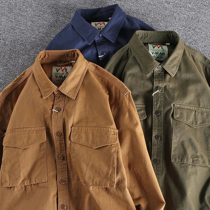 Cargo Hemd - Lässiges Langarm-Knopfleistenhemd für Männer-Chaps Herrenmode