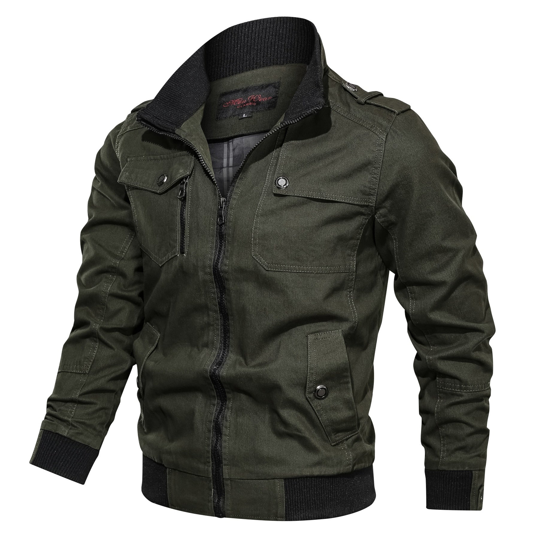 Herren Übergangsjacke Cargojacke Reißverschluss Schwarz - Norvielle