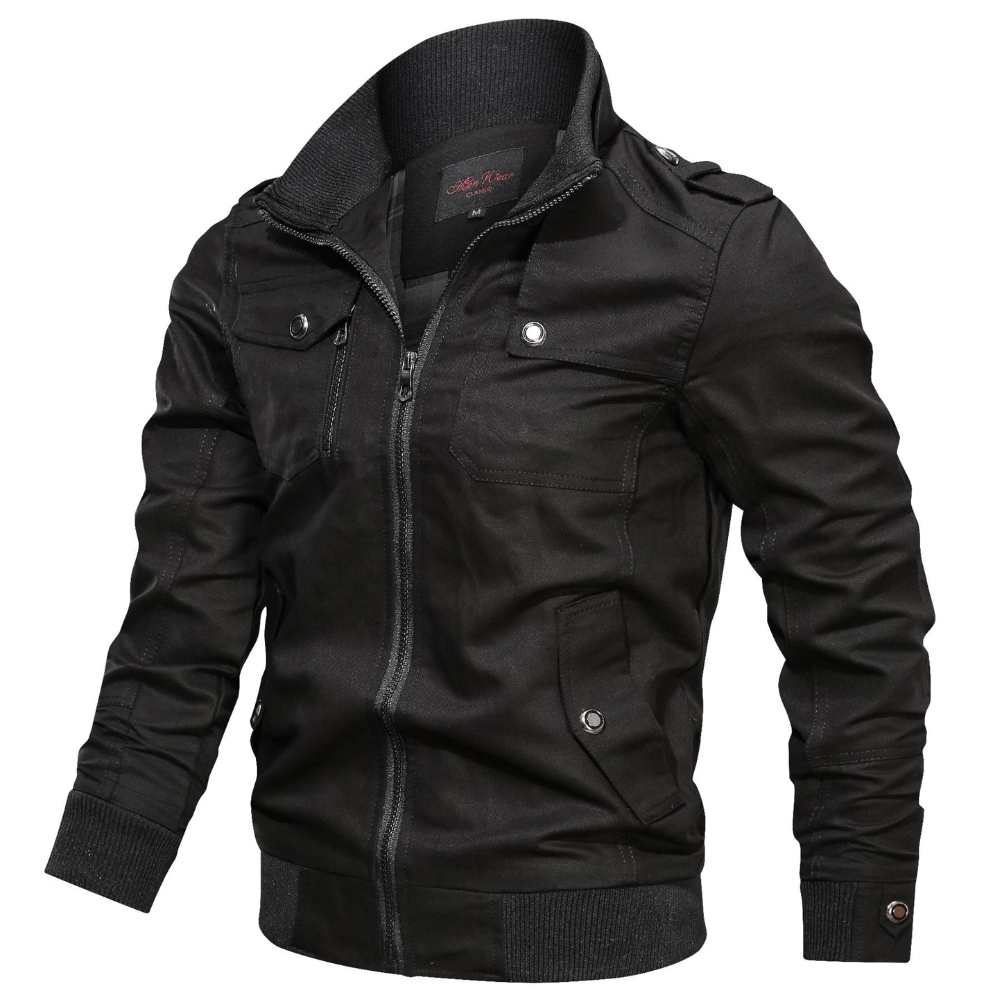 Cargo Jacket - Casual - Zip-Up - Übergangsjacke - Herrenjacke-Schwarz-M-Chaps Herrenmode
