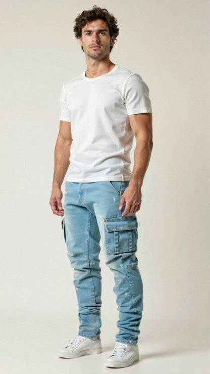 Herren Skinny-Jeans Dehnbar Mit Taschen - Norvielle