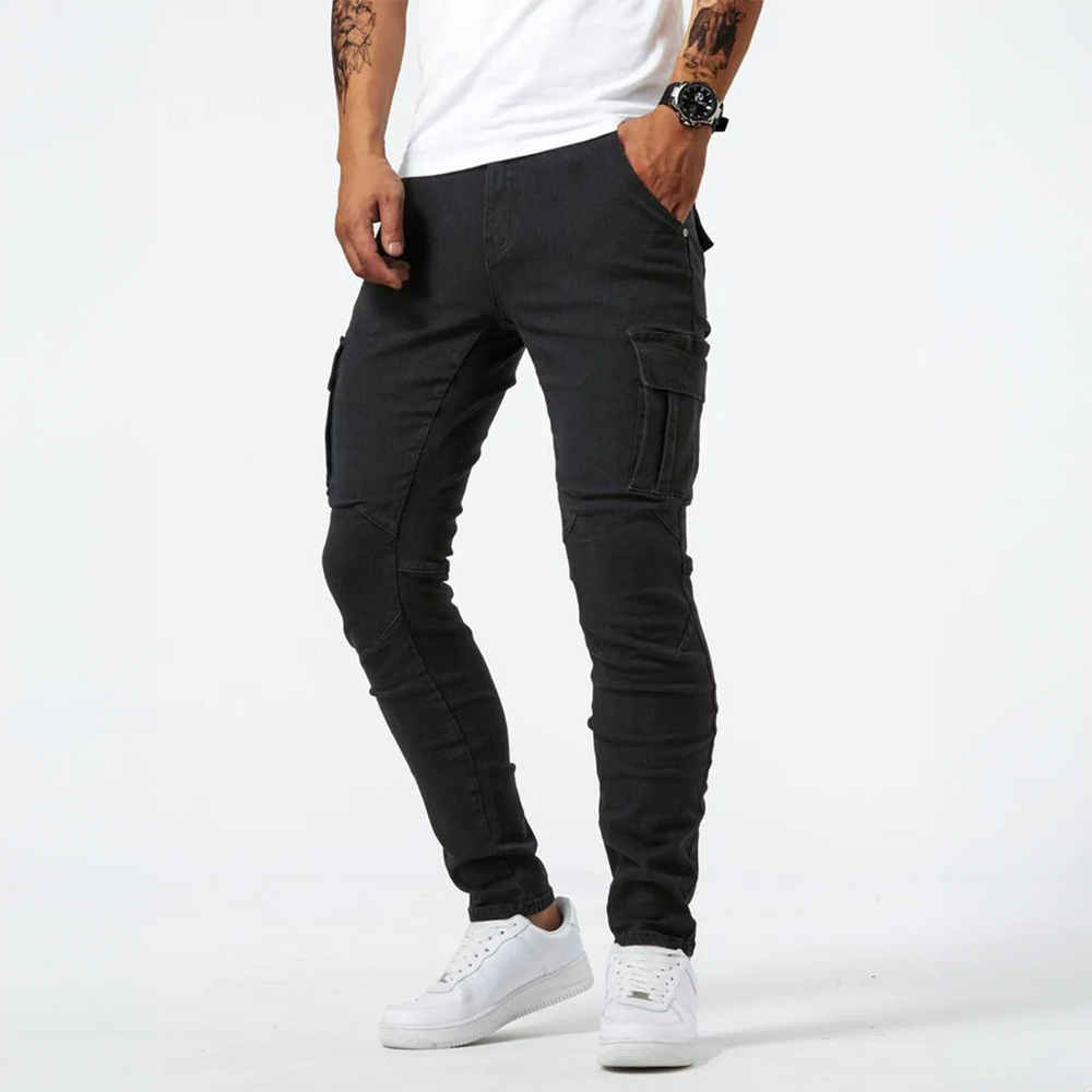 Cargo-Jeans | Skinny-Jeans | Stretch-Jeans | Cargohosen | Herrenjeans-Schwarz-S-Chaps Herrenmode