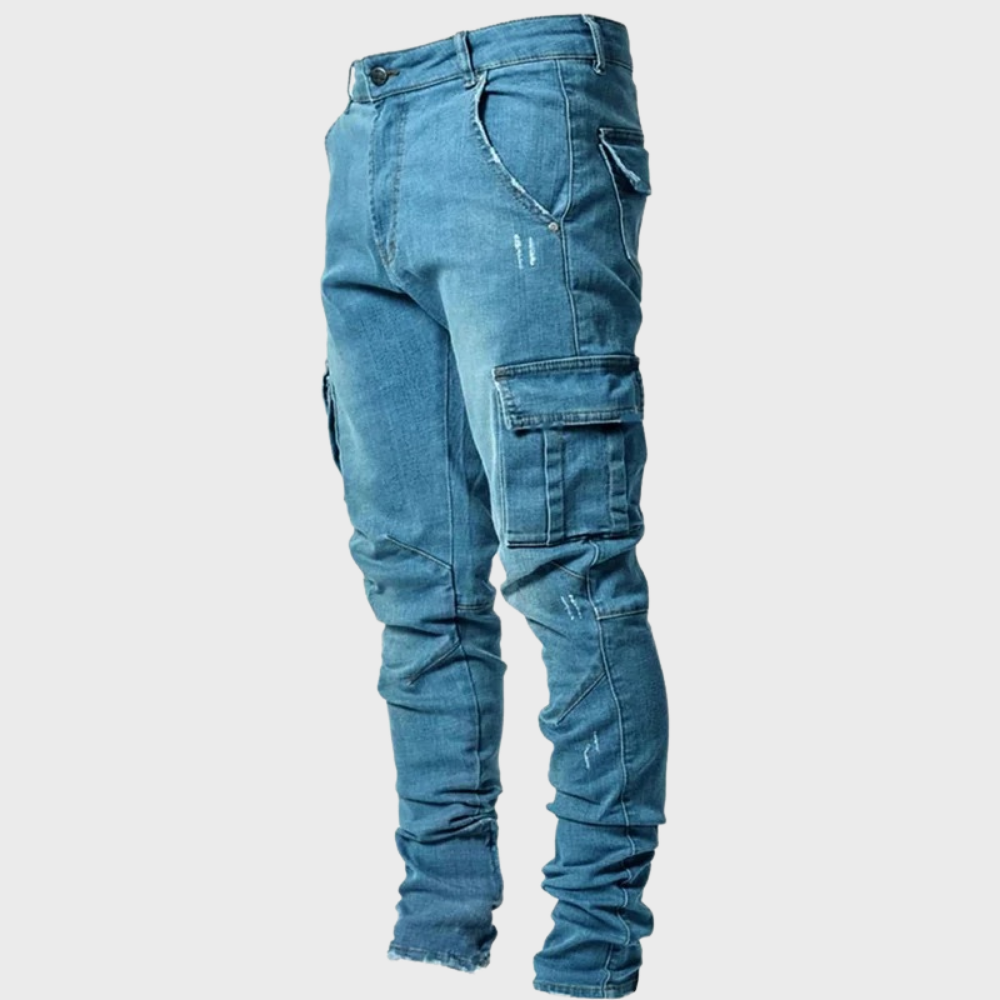 Cargo Jeans - Slim fit - Stretch - Skinny Jeans - Herrenjeans-Blau-S-Chaps Herrenmode