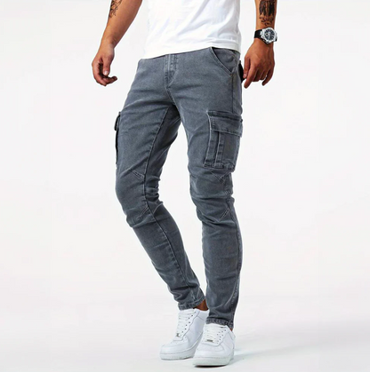 Herren Dehnbare Slimfit Cargo-Jeans Schwarz - Norvielle