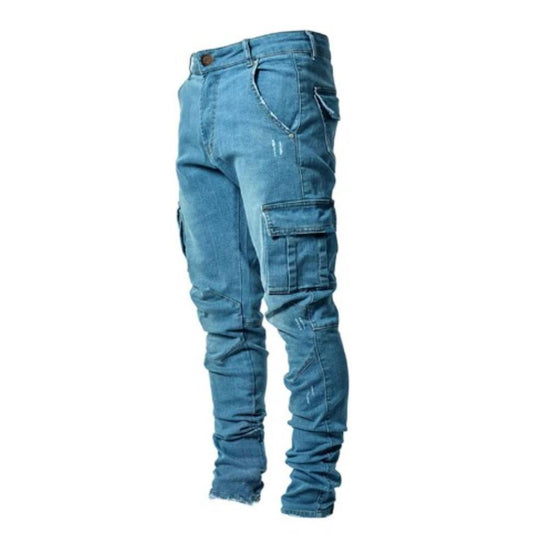 Herren Cargohosen Robust Normale Passform Blau - Norvielle