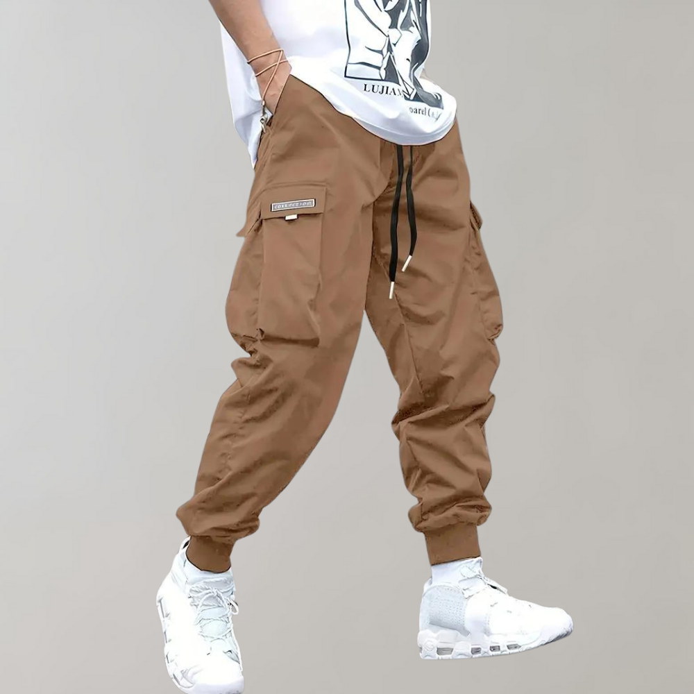 Herren Cargo-Jogger Elastische Taille Mit Taschen Schwarz - Norvielle