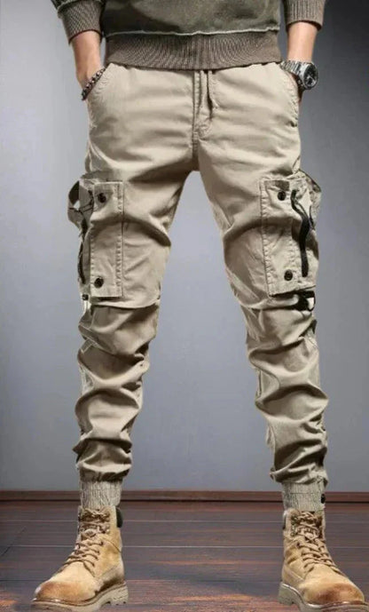 Cargo Jogger - Skinny - Taschen - Cargohosen - Herrenhosen-Beige-S-Chaps Herrenmode