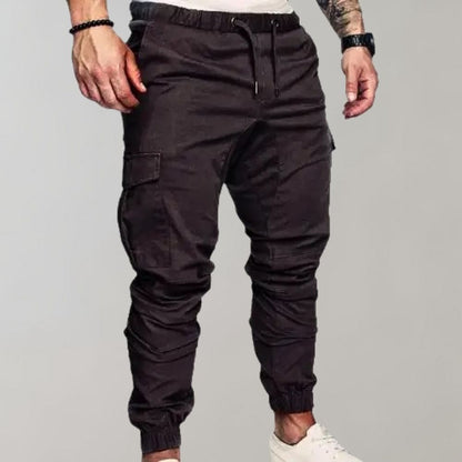 Herren Cargo-Joggers Elastischer Bund Kordelzug Schwarz - Norvielle