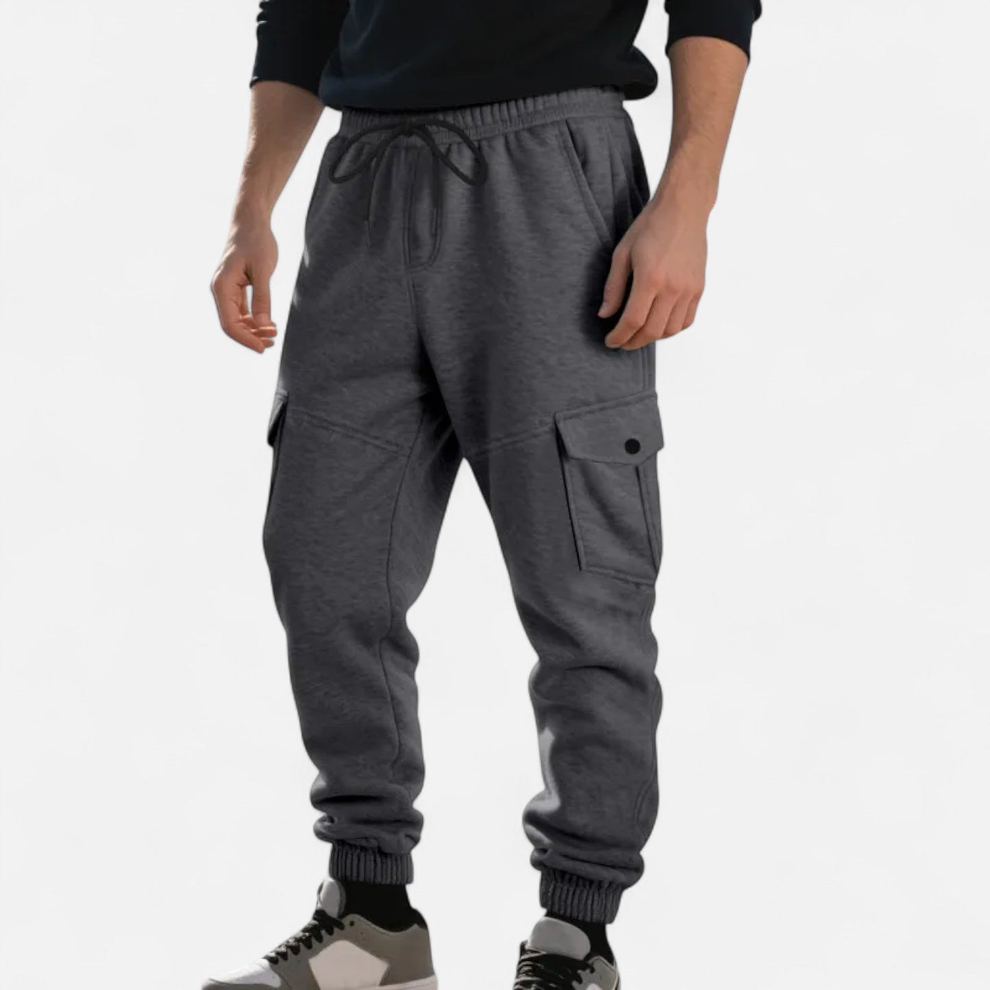 Cargo Joggers – Lässige Cargo-Jogginghose mit Kordelzug für Herren-Dunkelgrau-S-Chaps Herrenmode